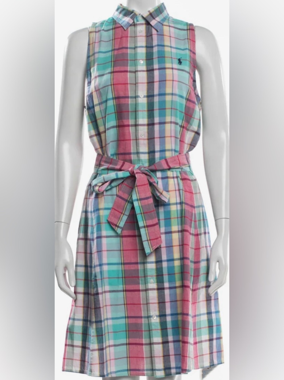 Polo Ralph Lauren Plaid Cotton Sleeveless Shirtdress